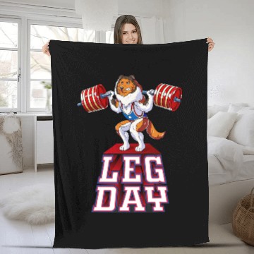 Discover Dog Shetland Leg Day sheltie Weight Lifting Squat Gym Fleece Blankets