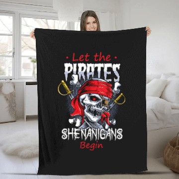 Discover Let The Pirate Shenanigans Begin Crossbones Freebooter 31 Zip Fleece Blankets