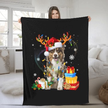 Discover Australian Shepherd Christmas Lights Santa Dog Christmas Baseball Tees Fleece Blankets