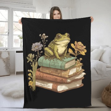 Discover Cottagecore Aesthetic Frog Reading Book Mushroom Lover 6 Fleece Blankets