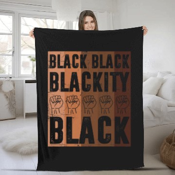 Discover Black Black Blackity Black BHM Pride Fist Hands Black Men Fleece Blankets