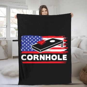 Discover Cornhole sports flag arts Fleece Blankets