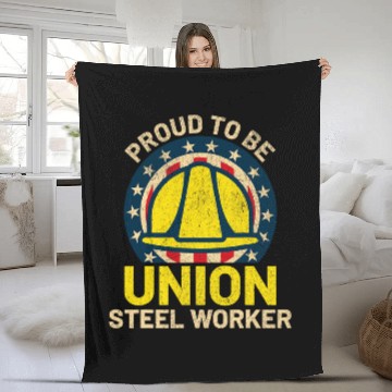 Discover Steel Worker Union Construction Labor Union Worker USA Men 1 Fleece Blankets