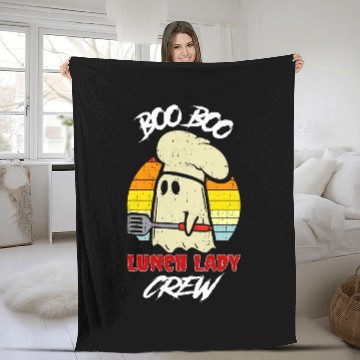 Discover Halloween Lunch Lady Costume Funny School Cafeteria Worker Fleece Blankets