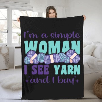 Discover Knitting Yarn Saying With Wool Cuteting Saying 4 Fleece Blankets