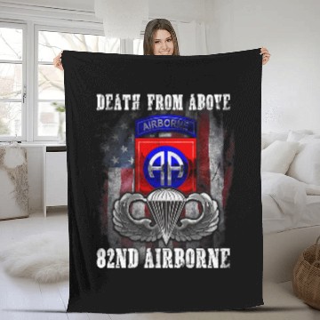Discover Death From Above 82nd Airborne Division Paratrooper Flag Fleece Blankets