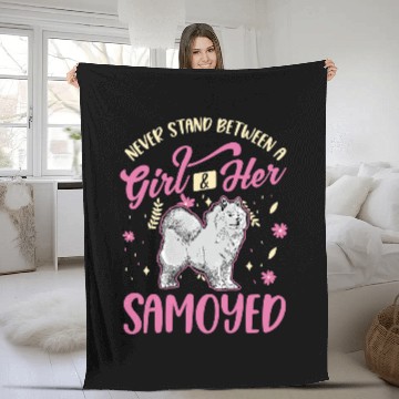 Discover Dog Samoyed Never stand between a Girl and her Samoyed Girl 2 Fleece Blankets