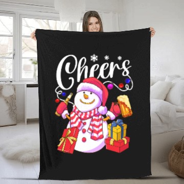 Discover Beer Drinkers Snowman Drinking Beer Holiday Cheers206 Fleece Blankets