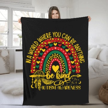Discover Autism Awareness Be Kind Leopard Rainbow Choose Kindness Neurodiverse Fleece Blankets
