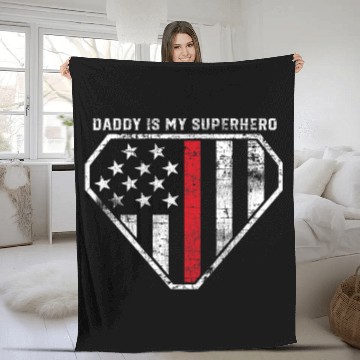 Discover Fireman Firefighter Daddy is My Superhero Red Line Super Fireman Firefighter Firemen Zip Fleece Blankets