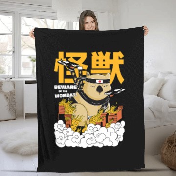 Discover Cute Australian Wombat Japanese Aesthetics Zip Fleece Blankets