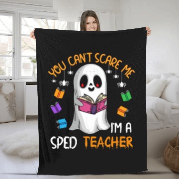 Discover You Cant Scare Me Im A Sped Teacher Halloween ghosts reading Baseball Tees Fleece Blankets