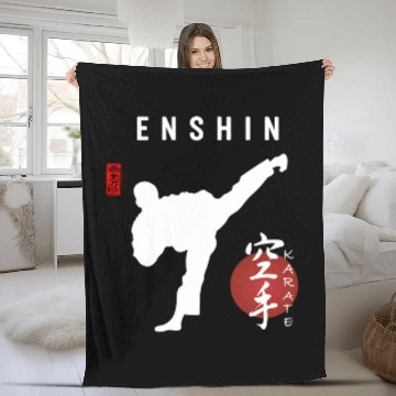 Discover Enshin Karate Instructor Japanese Kanji Calligraphy Font Fleece Blankets