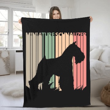 Discover Dog Schnauzer Miniature Schnauzer Dog Silhouette Fleece Blankets