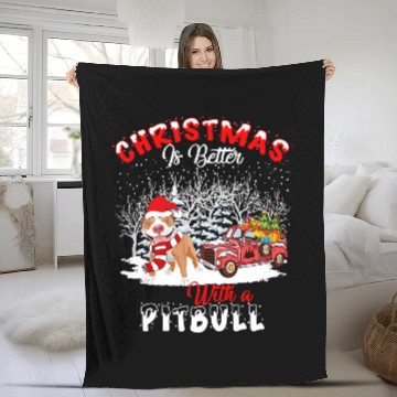 Discover Bully Christmas Is Better Dog Light Tree xmass 395 Pitbull Dog Fleece Blankets
