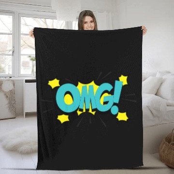 Discover Comic Book Effect OMG Baseball Tees Fleece Blankets
