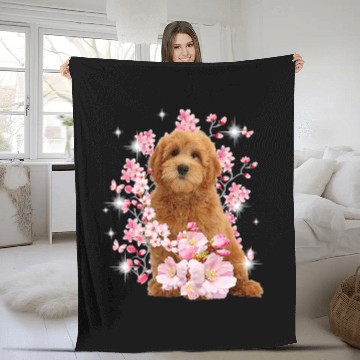 Discover Dog Goldendoodle Japanese Cherry Blossom Sakura Flower Baseball Tees Fleece Blankets