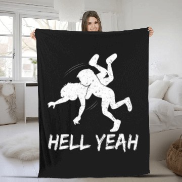 Discover Wrestling Hell Yeah Combat Sports Sayings Fleece Blankets