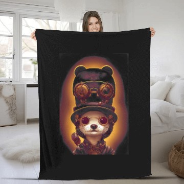 Discover Otters Friendly Smiling Adorable Steampunk Female Otter Warrior Fleece Blankets