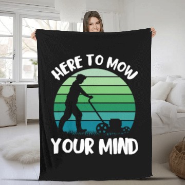 Discover Lawn Care Worker Mow Your Mind Lawn Mowing Worker Retro Zip Fleece Blankets