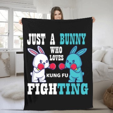 Discover Just a Bunny Who Loves Kung Fu Fighting Funny Boys Easter Fleece Blankets