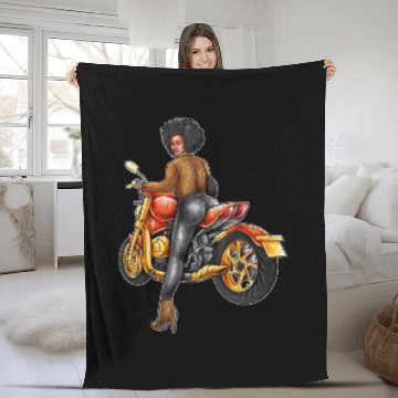 Discover Black Girl Magic Motorcycle Gift Melanin Diva Biker Fleece Blankets