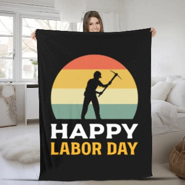 Discover Happy Labor Day Construction Worker Baseball Tees Fleece Blankets