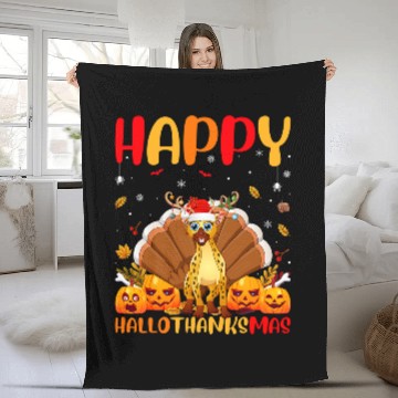 Discover Funny Hyena Animal Lover Happy Hyena HelloThanksMas Fleece Blankets