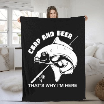 Discover Carp and Beer thats why I am here Trout Outdoor Rod 2 Baseball Tees Fleece Blankets