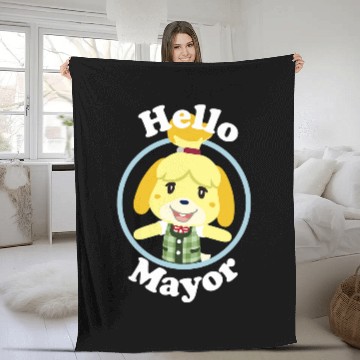 Discover Animal Crossing Isabelle Hello Mayor Portrait Fleece Blankets