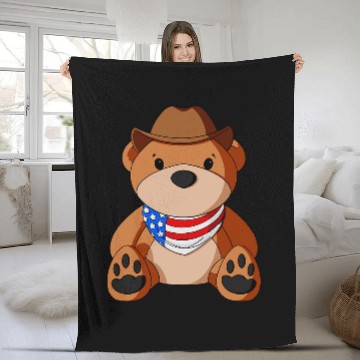 Discover Cowboy Teddy Bear Fleece Blankets