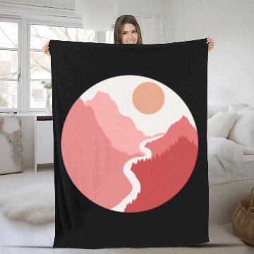 Discover Abstract Light Pink Pastel Red Minimalist Boho Landscape Fleece Blankets