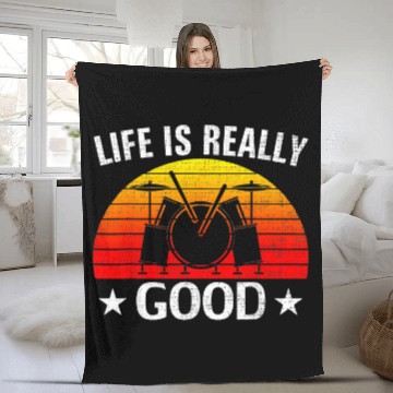 Discover Drums Drummer Retro Life Is Really Good Drum Funny Drums Love Drums Baseball Tees Fleece Blankets