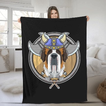 Discover Dog Saint Bernard I Valhalla I Viking Fleece Blankets