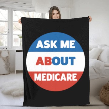 Discover Ask Me About Medicare Social Security Worker Fleece Blankets