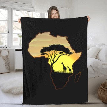 Discover Africa Map African landscape savannah sunset giraffe Baseball Tees Fleece Blankets