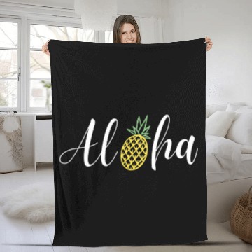 Discover Aloha tropical cute pineapples design Hawaiian beaches travel Fleece Blankets