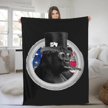 Discover Alpha Silverback GORILLA Steampunk Pokers face Art Design Zip Fleece Blankets