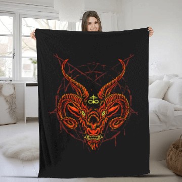 Discover Devil Goats Head Horns Satanic Occult Horror Halloween Art Fleece Blankets