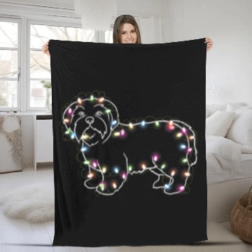 Discover Dog Maltese Christmas Light Funny Maltese Lover Fleece Blankets