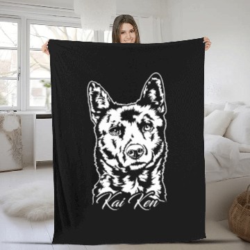 Discover Funny Proud Kai Ken Portrait dog mom dog Fleece Blankets