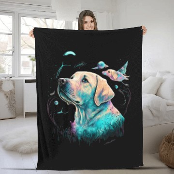 Discover Labrador Lab Dog Lover Splash Graffiti Art Pet 639 Fleece Blankets