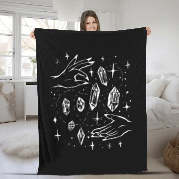 Discover Crystal Alchemy Witchy Hands Goth Style Fleece Blankets