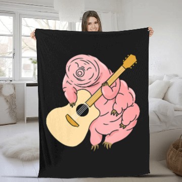 Discover Guitarist Tardigrade Playing Guitar For Microbiologist Guitar Fleece Blankets