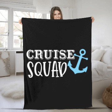 Discover Cruise Squad Ship Funny Cruise Vacation Trip Sail Fleece Blankets