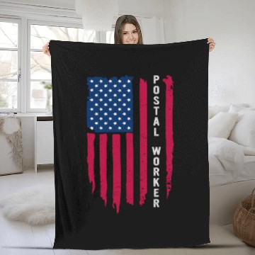 Discover Proud Postal Worker Postmaster US Post Service Memorial Day Fleece Blankets