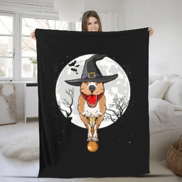 Discover Bully Halloween Witch Hat Pitbull Dog Lovers 439 Pitbull Dog Fleece Blankets