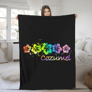 Discover Surf Life Cozumel Mexico Watercolor Beach Surf Baseball Tees Fleece Blankets