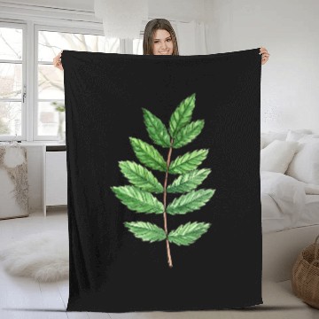 Discover Ash Tree Leaf Watercolor Illustration Fleece Blankets