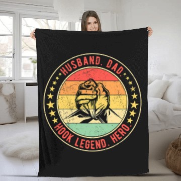 Discover Mens Arm Wrestling Husband Dad Hook Legend Hero Fleece Blankets